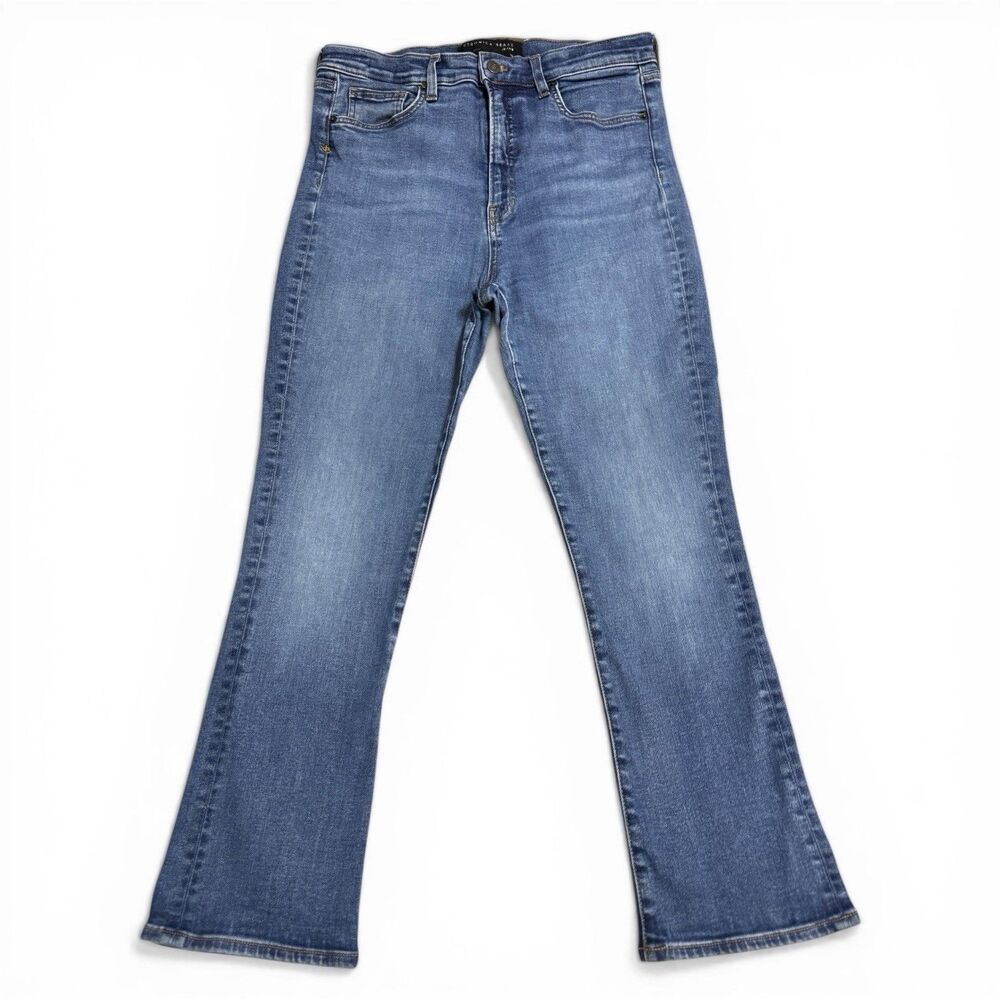 Veronica Beard Carly Kick Flare High Rise Jeans Bright Blue Size 32